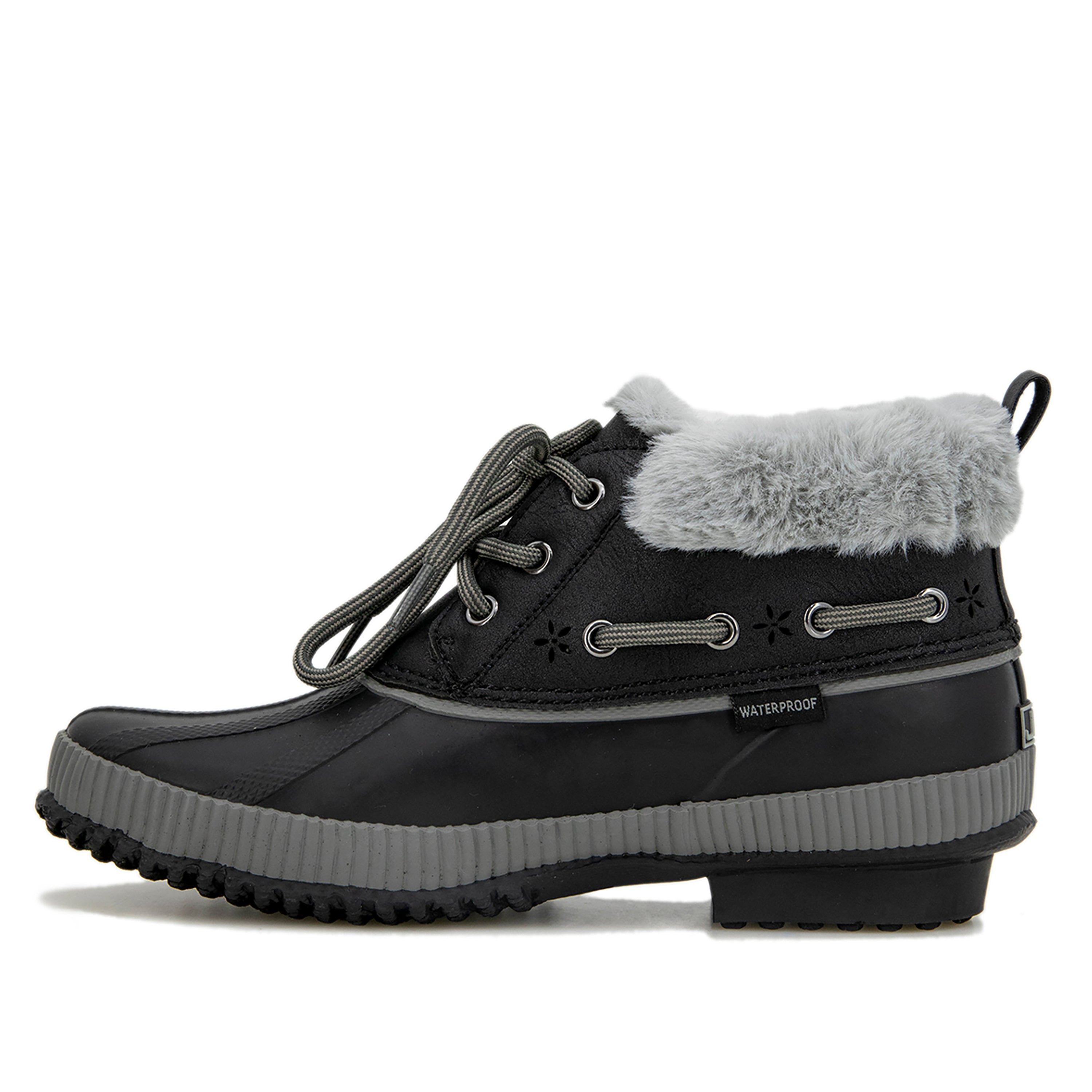 womens black duck boots with fur